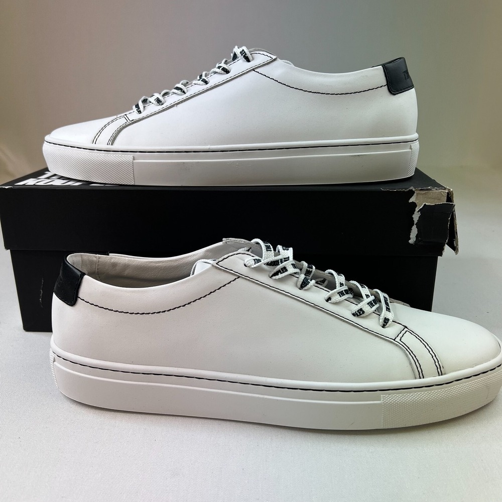 The Kooples Men Low Sneakers White Leather Lace-Up Trainer Shoe 12/45